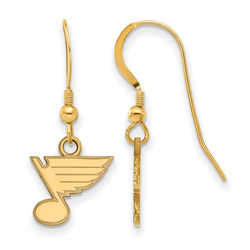 Vergoldet Sterlingsilber Nhl Logoart St. Louis Blues Extra Klein Hängend Draht Ohrringe