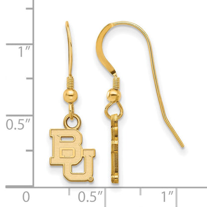 Vergoldet Sterlingsilber Logoart Baylor University Bears Extra Klein Hängend Draht Ohrringe