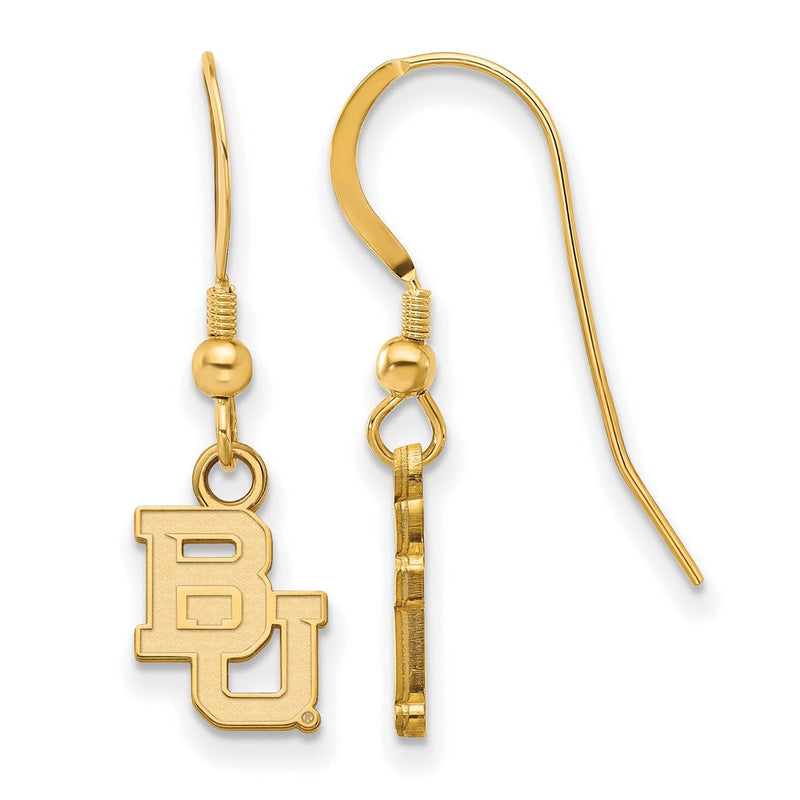 Vergoldet Sterlingsilber Logoart Baylor University Bears Extra Klein Hängend Draht Ohrringe