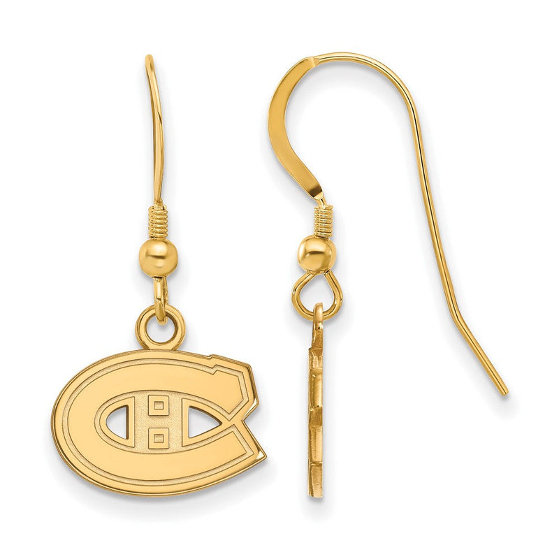 Vergoldet Sterlingsilber Nhl Logoart Montreal Canadiens Extra Klein Hängend Draht Ohrringe