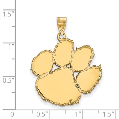 10K Gelbgold Logoart Clemson University Tiger Paw Extra Groß Anhänger