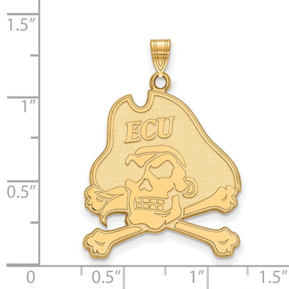10K Gelbgold Logoart Ost Carolina University Pirat Extra Groß Anhänger