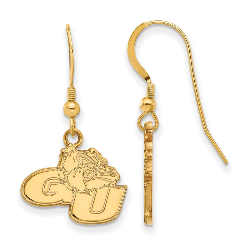 Vergoldet Sterlingsilber Logoart Gonzaga University G U Bulldog Klein Hängend Draht Ohrringe