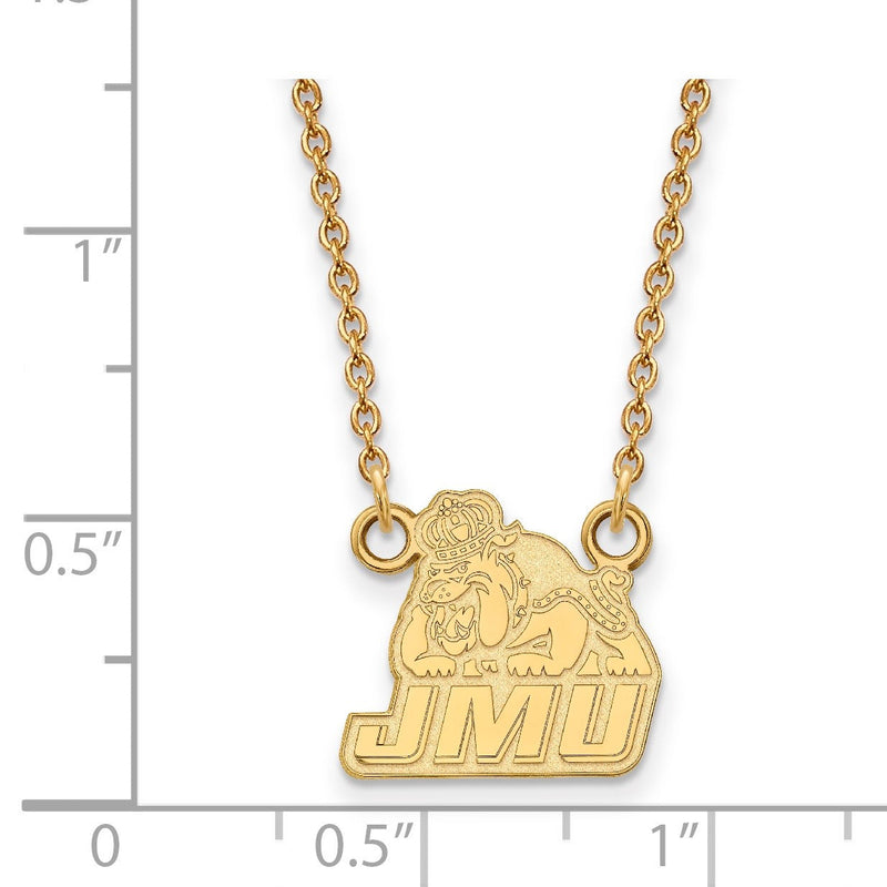 10K Gelbgold Logoart James Madison University Klein Anhänger 18 Zoll Halskette
