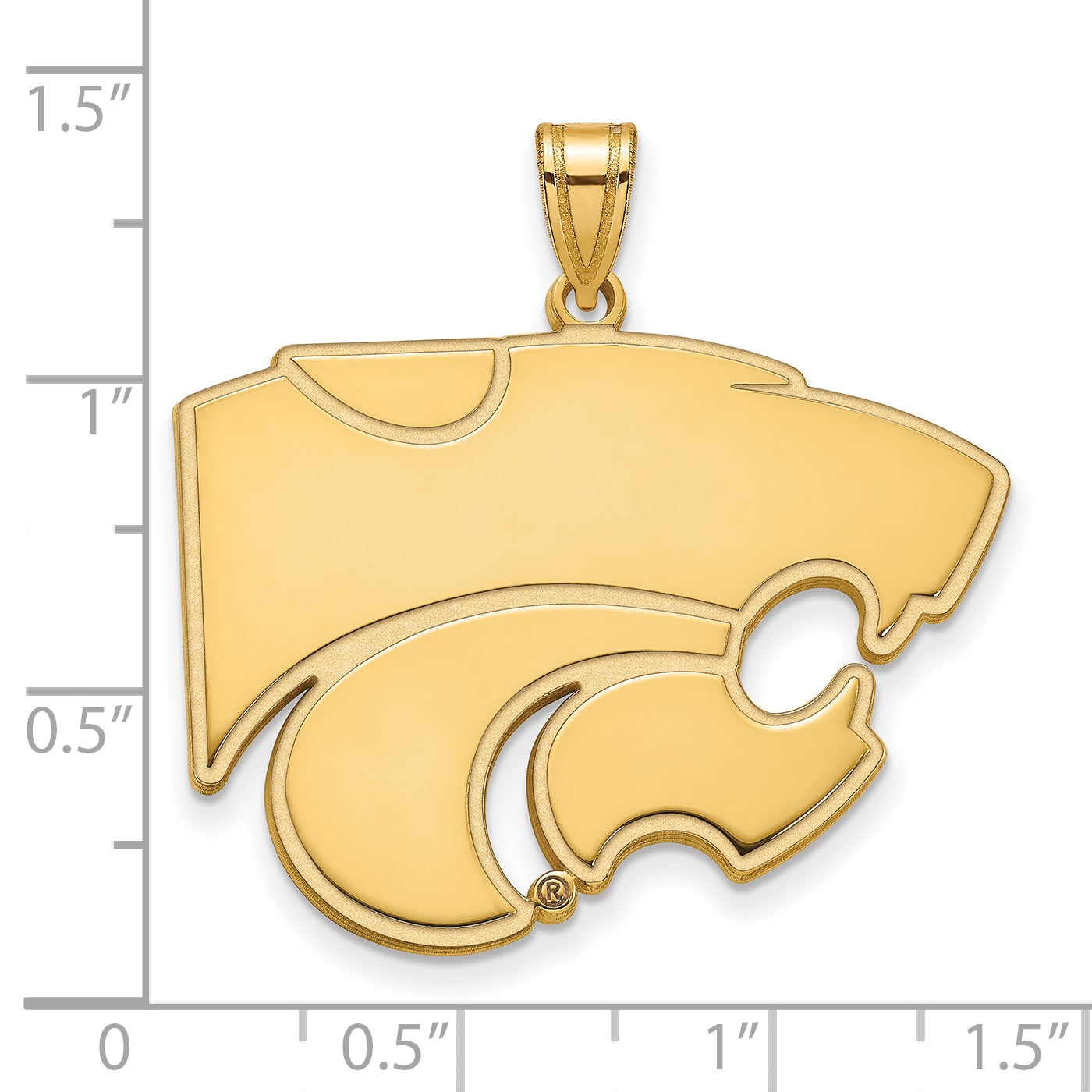10K Gelbgold Logoart Kansas State University Wildkatze Extra Groß Anhänger