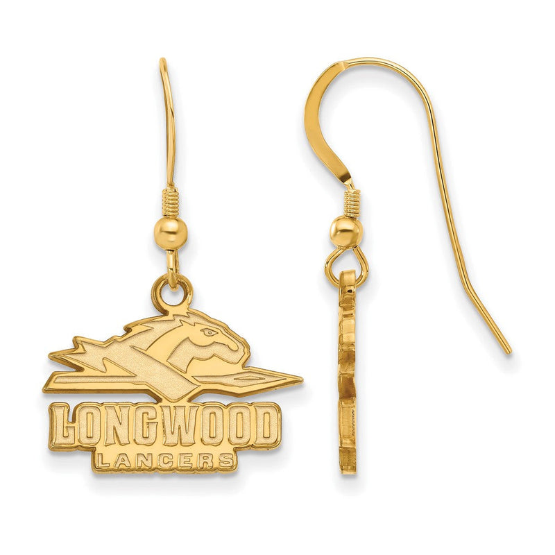 Vergoldet Sterlingsilber Logoart Longwood University Lancers Klein Hängend Draht Ohrringe