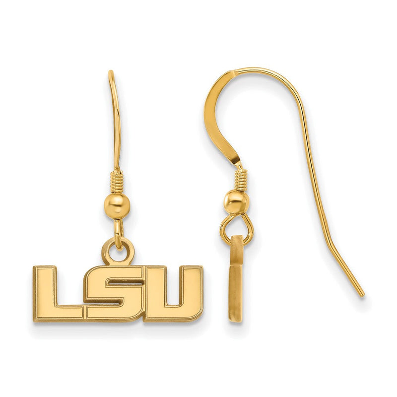 Vergoldet Sterlingsilber Logoart Louisiana State University L S U Extra Klein Hängend Draht Ohrringe