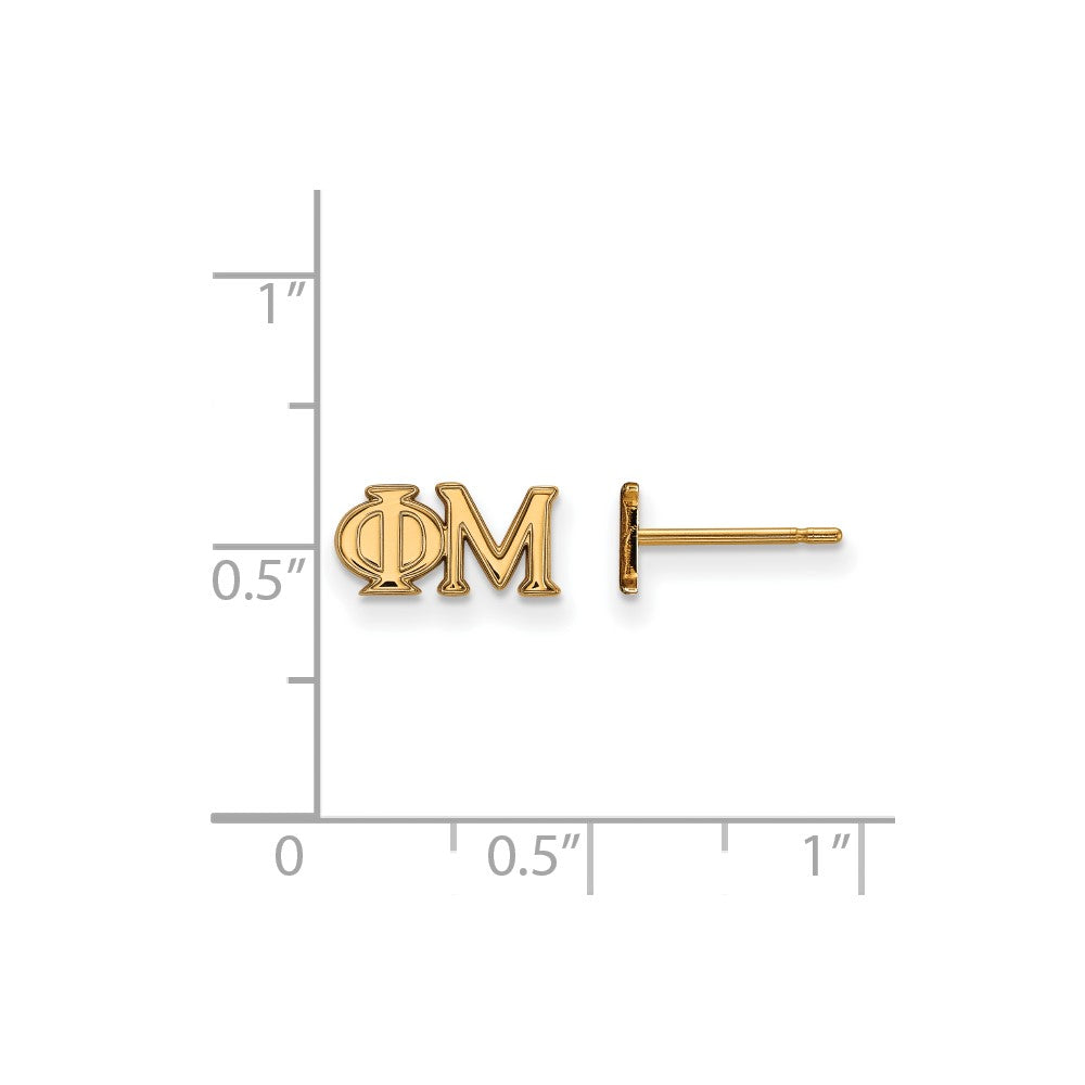 Vergoldet Sterlingsilber Logoart Phi Mu Sorority Greek Buchstaben Extra Klein Ohrstecker