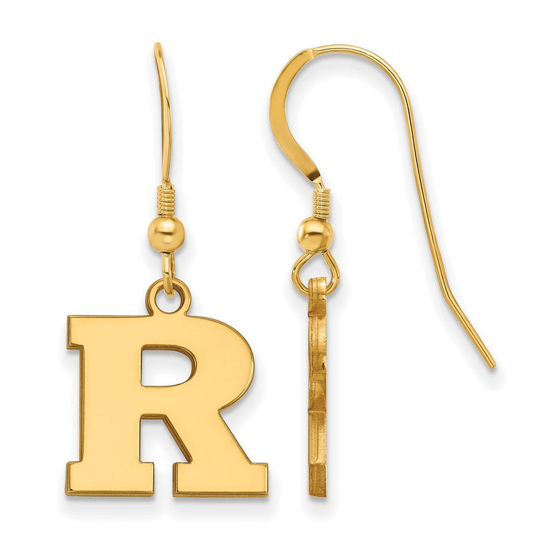 Vergoldet Sterlingsilber Logoart Rutgers University Buchstabe R Klein Hängend Draht Ohrringe