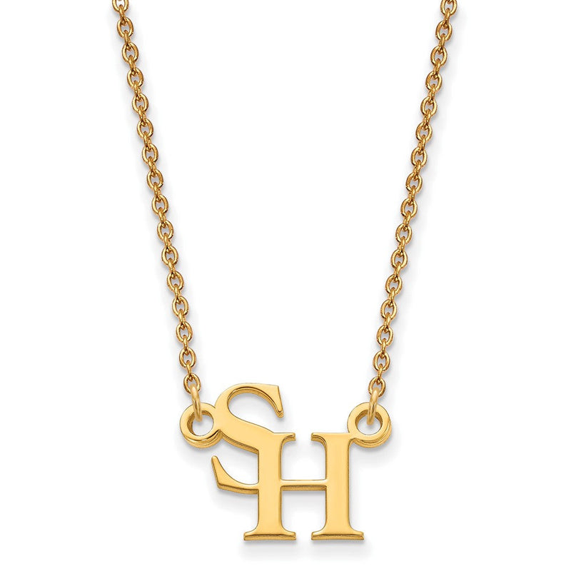 Vergoldet Sterlingsilber Logoart Sam Houston State University Klein Anhänger 18 Zoll Halskette