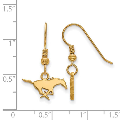 Vergoldet Sterlingsilber Logoart Southern Methodist University Mustang Extra Klein Hängend Draht Ohrringe