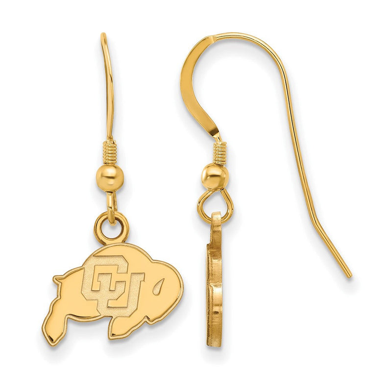 Vergoldet Sterlingsilber Logoart University Of Colorado Buffalo Extra Klein Hängend Draht Ohrringe