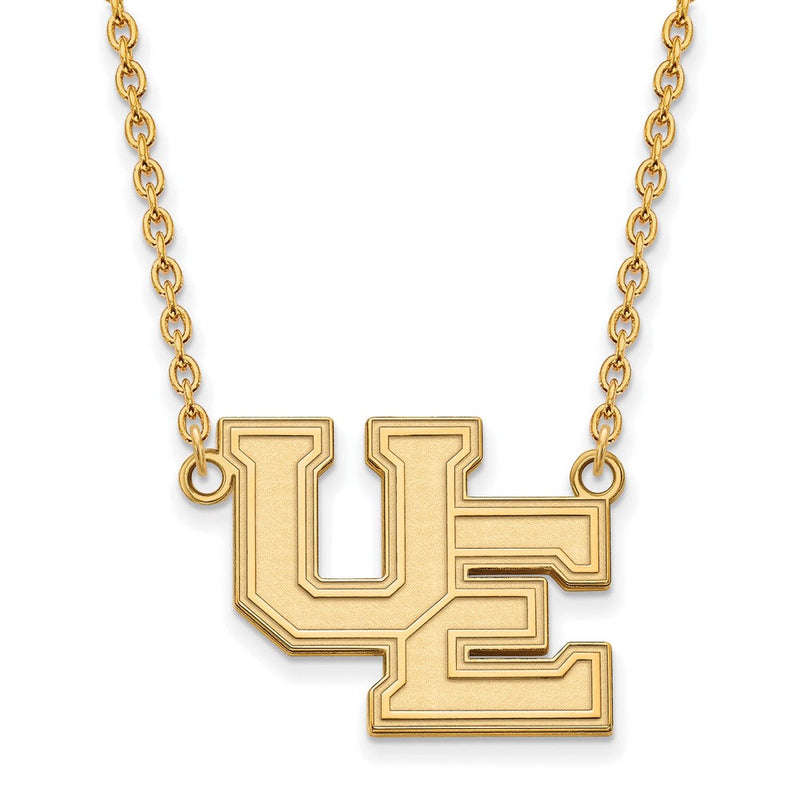 Vergoldet Sterlingsilber Logoart University Of Evansville Lila Aces Groß Anhänger 18 Zoll Halskette