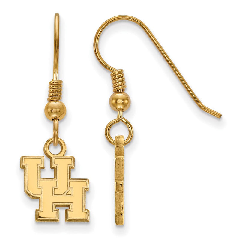 Vergoldet Sterlingsilber Logoart University Of Houston U H Extra Klein Hängend Draht Ohrringe