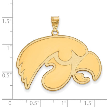 Vergoldet Sterlingsilber Logoart University Of Iowa Hawk Extra Groß Anhänger