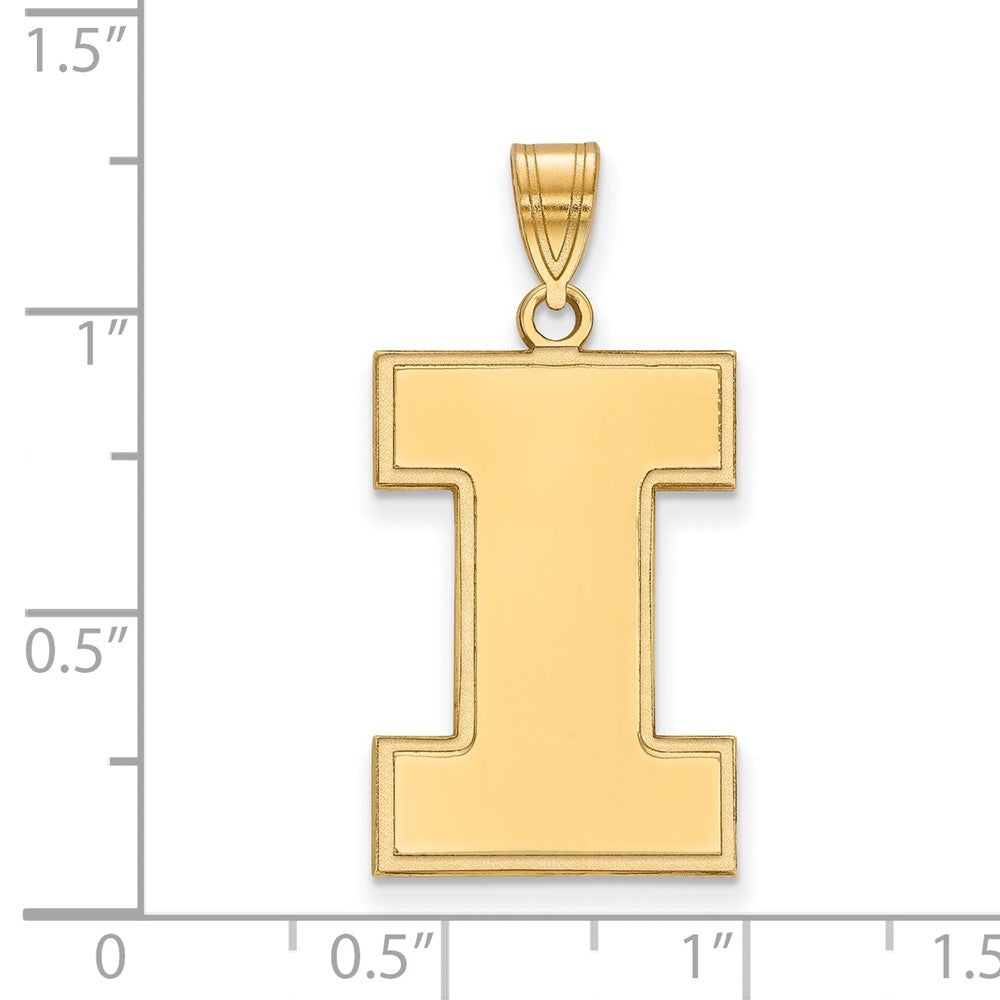 14K Gelbgold Logoart University Of Illinois Buchstabe I Extra Groß Anhänger