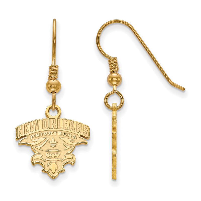 Vergoldet Sterlingsilber Logoart University Of New Orleans U N O Klein Hängend Draht Ohrringe