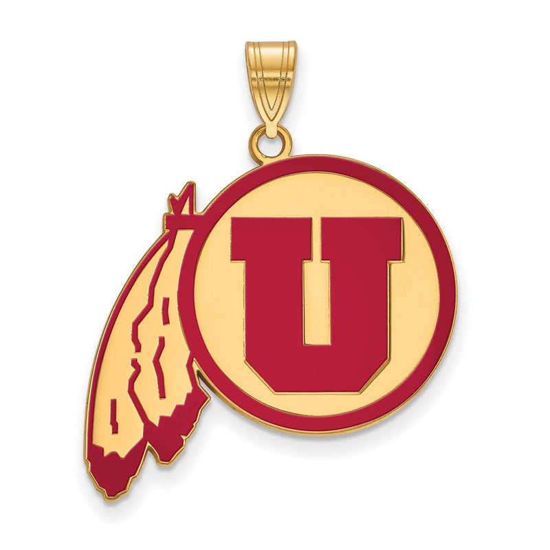 Vergoldet Sterlingsilber Logoart University Of Utah Extra Groß Emailliert Anhänger