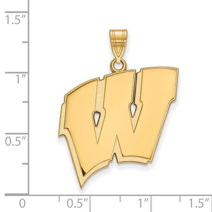 10K Gelbgold Logoart University Of Wisconsin Buchstabe W Extra Groß Anhänger