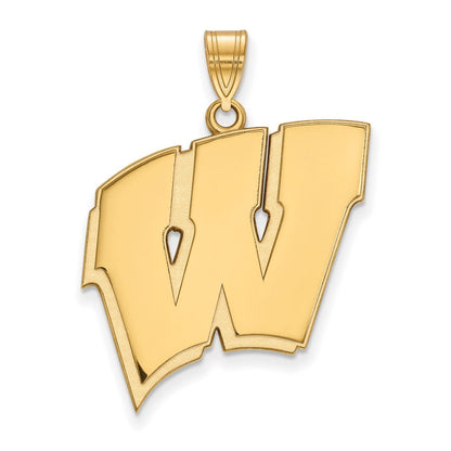 10K Gelbgold Logoart University Of Wisconsin Buchstabe W Extra Groß Anhänger