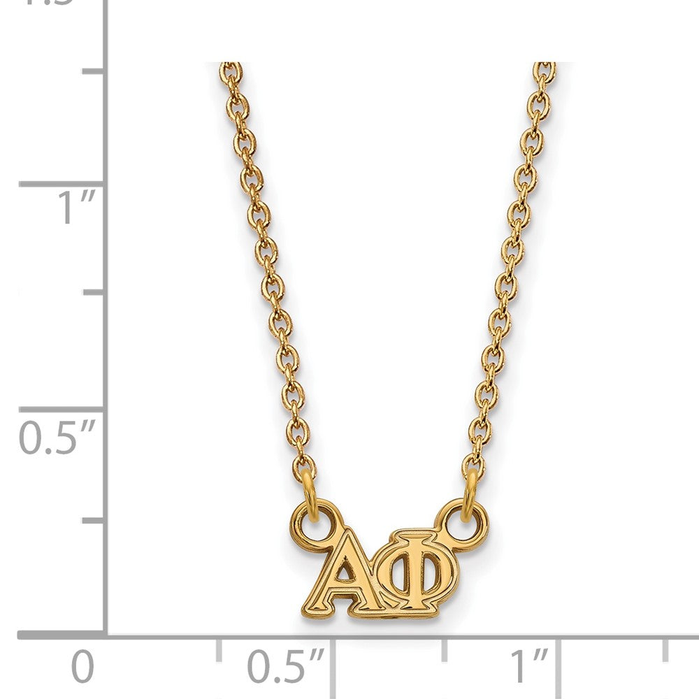Vergoldet Sterlingsilber Logoart Alpha Phi Sorority Greek Buchstaben Extra Klein Anhänger 18 Zoll Halskette