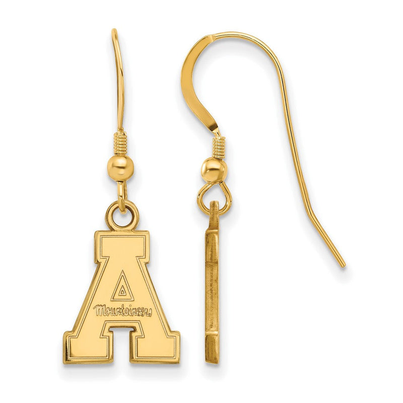 Vergoldet Sterlingsilber Logoart Appalachian State University Klein Hängend Draht Ohrringe