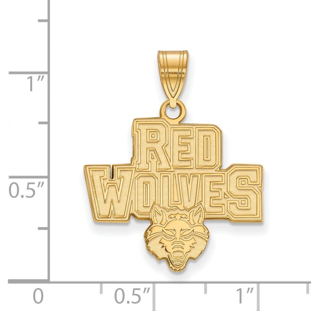 14K Gelbgold Logoart Arkansas State University Rot Wolves Groß Anhänger