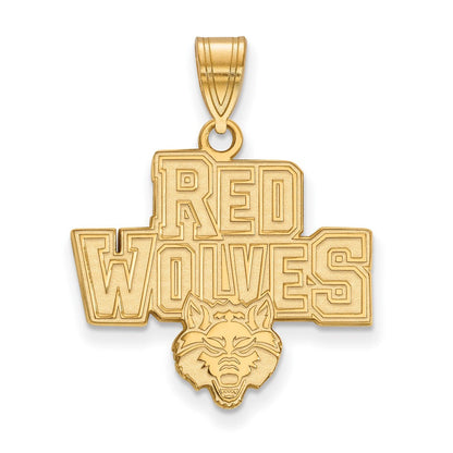10K Gelbgold Logoart Arkansas State University Rot Wolves Groß Anhänger