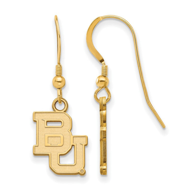 Vergoldet Sterlingsilber Logoart Baylor University Bears Klein Hängend Draht Ohrringe