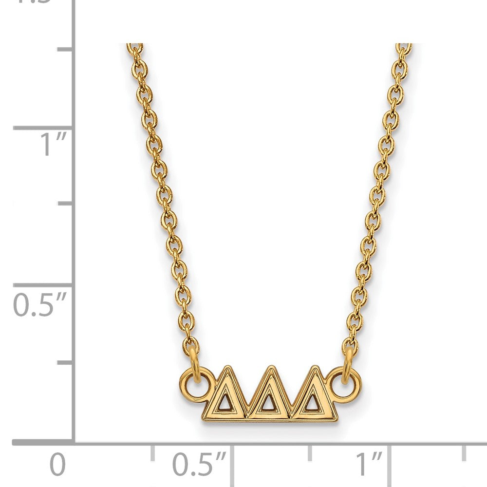 Vergoldet Sterlingsilber Logoart Delta Sorority Greek Buchstaben Extra Klein Anhänger 18 Zoll Halskette
