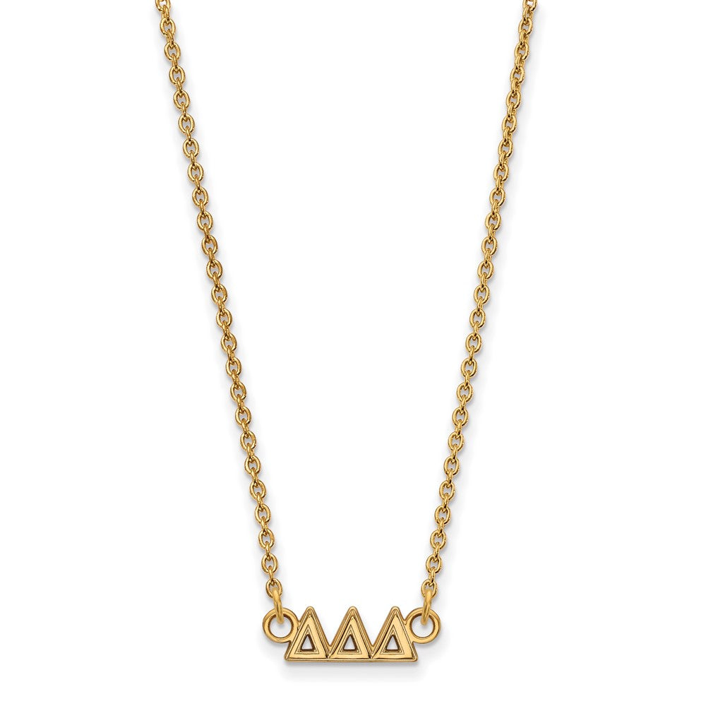 Vergoldet Sterlingsilber Logoart Delta Sorority Greek Buchstaben Extra Klein Anhänger 18 Zoll Halskette