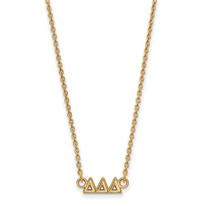Vergoldet Sterlingsilber Logoart Delta Sorority Greek Buchstaben Extra Klein Anhänger 18 Zoll Halskette
