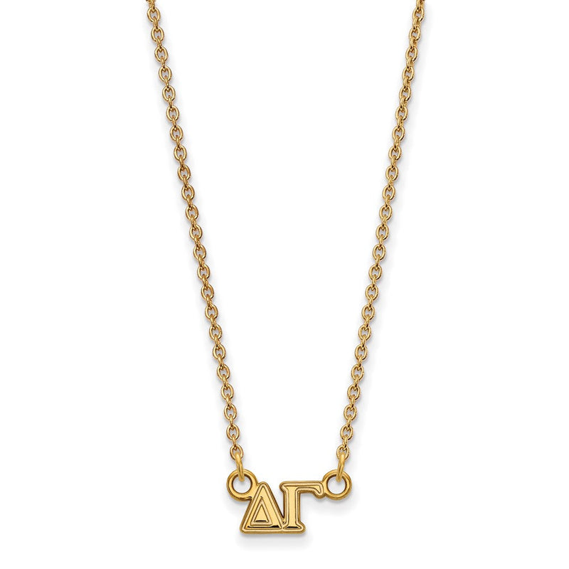 Vergoldet Sterlingsilber Logoart Delta Gamma Sorority Greek Buchstaben Extra Klein Anhänger 18 Zoll Halskette