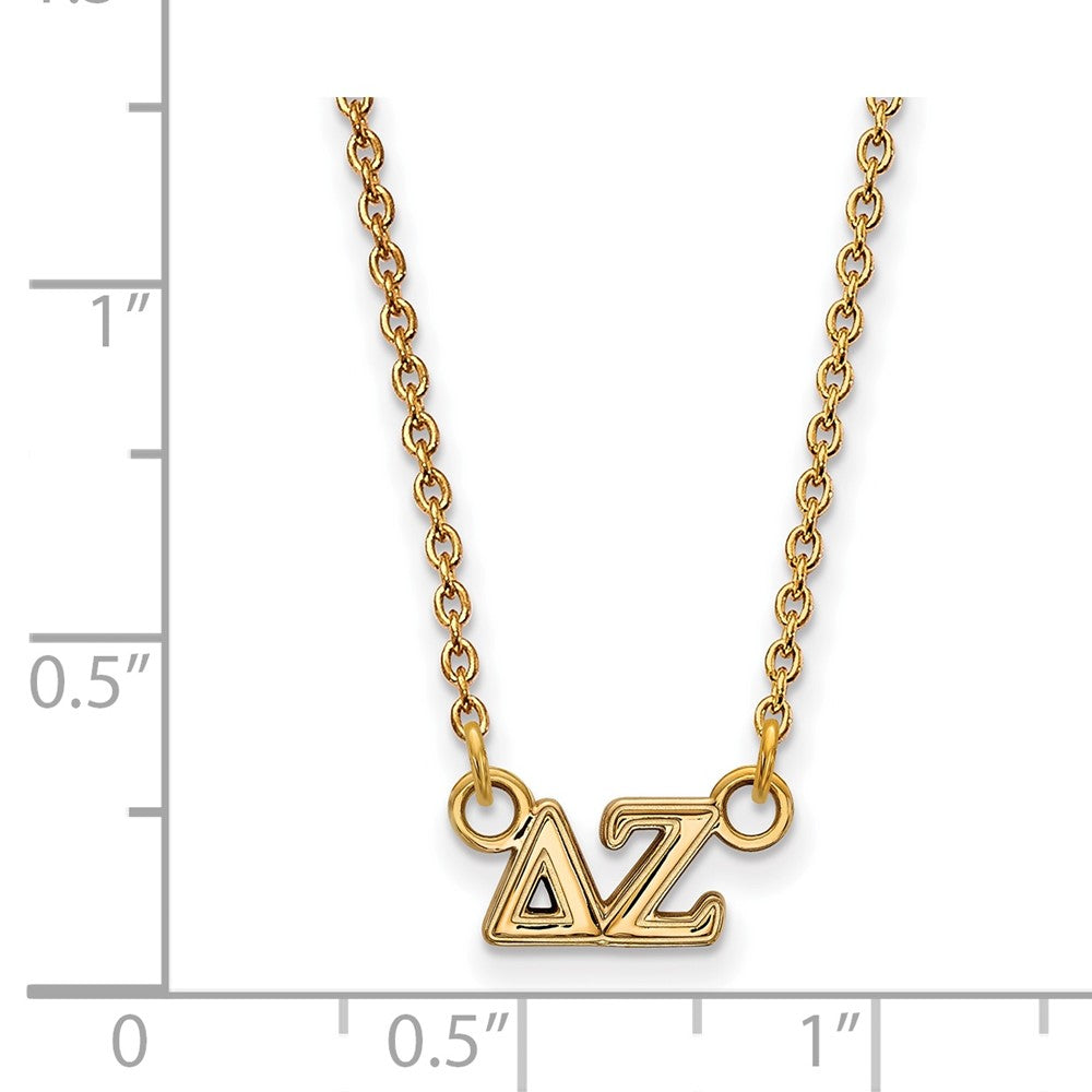 Vergoldet Sterlingsilber Logoart Delta Zeta Sorority Greek Buchstaben Extra Klein Anhänger 18 Zoll Halskette