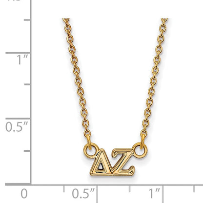 Vergoldet Sterlingsilber Logoart Delta Zeta Sorority Greek Buchstaben Extra Klein Anhänger 18 Zoll Halskette