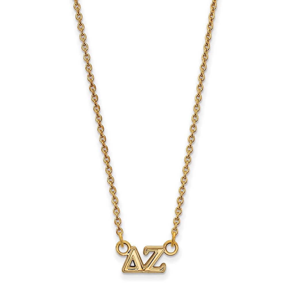 Vergoldet Sterlingsilber Logoart Delta Zeta Sorority Greek Buchstaben Extra Klein Anhänger 18 Zoll Halskette