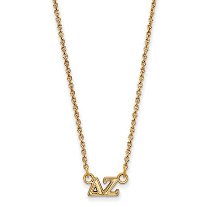 Vergoldet Sterlingsilber Logoart Delta Zeta Sorority Greek Buchstaben Extra Klein Anhänger 18 Zoll Halskette