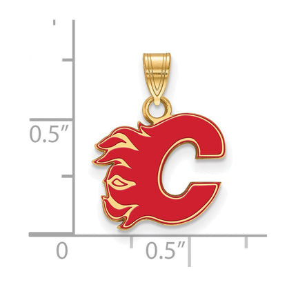 Vergoldet Sterlingsilber Logo Art Calgary Flames Buchstabe C Klein Emailliert Anhänger