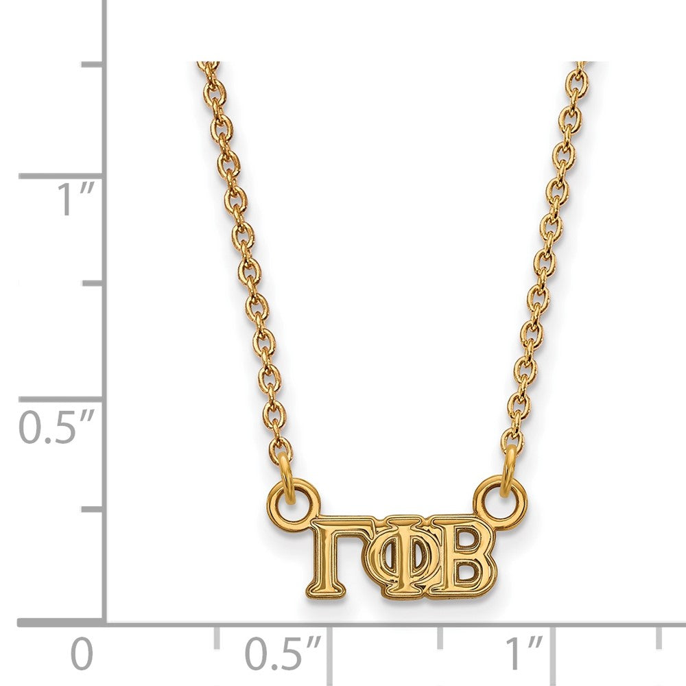 Vergoldet Sterlingsilber Logoart Gamma Phi Beta Sorority Greek Buchstaben Extra Klein Anhänger 18 Zoll Halskette