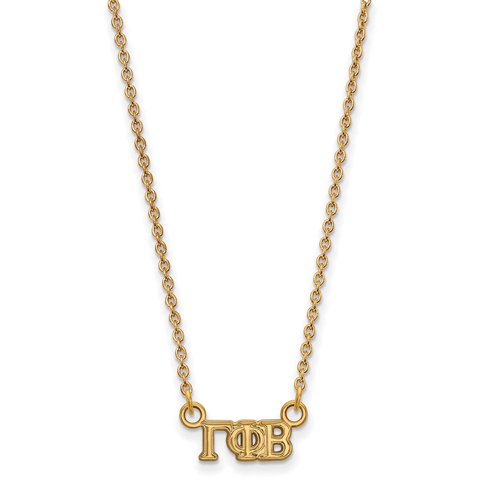 Vergoldet Sterlingsilber Logoart Gamma Phi Beta Sorority Greek Buchstaben Extra Klein Anhänger 18 Zoll Halskette