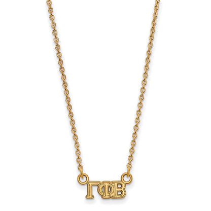 Vergoldet Sterlingsilber Logoart Gamma Phi Beta Sorority Greek Buchstaben Extra Klein Anhänger 18 Zoll Halskette