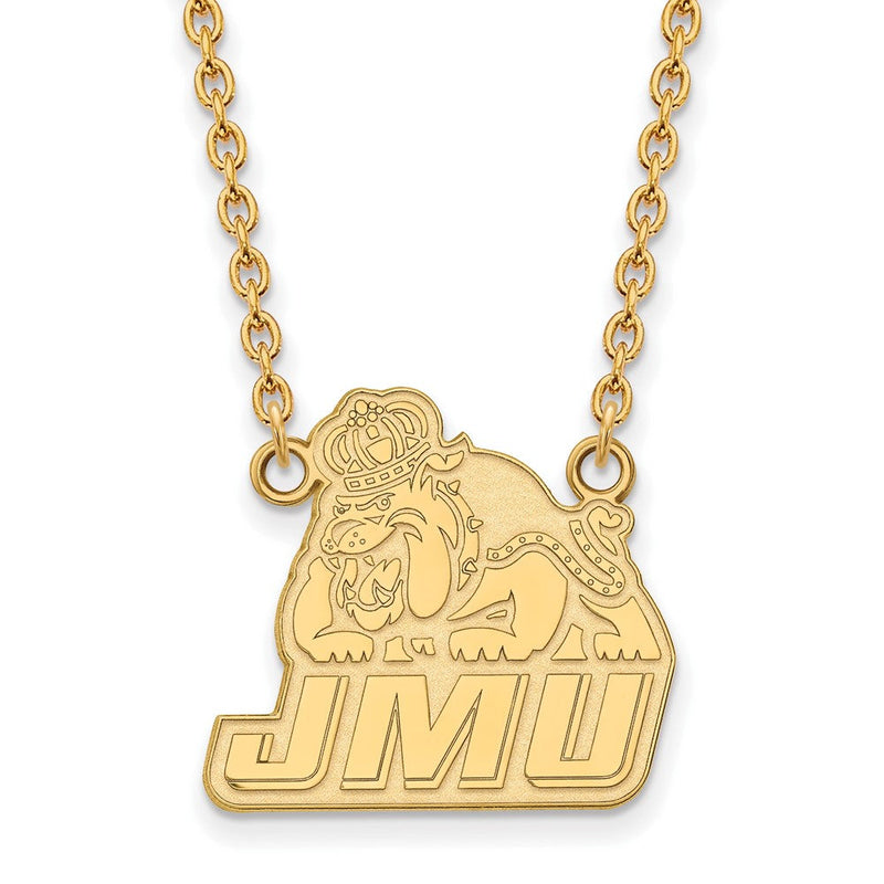 10K Gelbgold Logoart James Madison University Groß Anhänger 18 Zoll Halskette