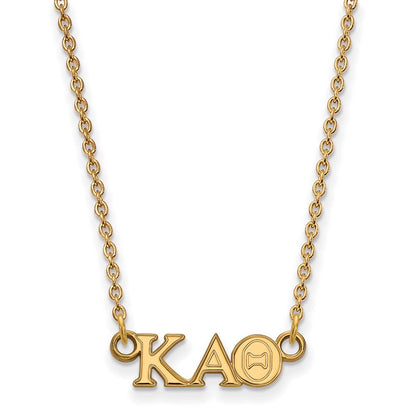Vergoldet Sterlingsilber Logoart Kappa Alpha Theta Sorority Greek Buchstaben Extra Klein Anhänger 18 Zoll Halskette