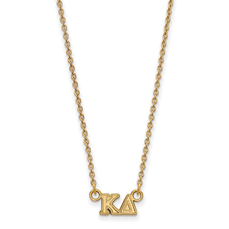 Vergoldet Sterlingsilber Logoart Kappa Delta Sorority Greek Buchstaben Extra Klein Anhänger 18 Zoll Halskette