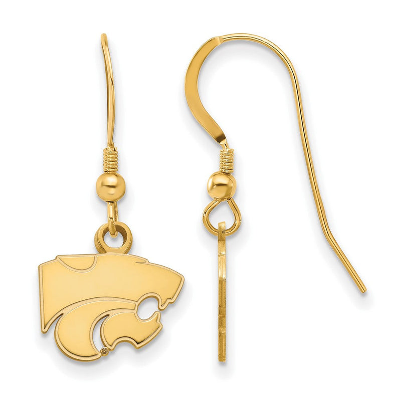 Vergoldet Sterlingsilber Logoart Kansas State University Wildkatze Extra Klein Hängend Draht Ohrringe