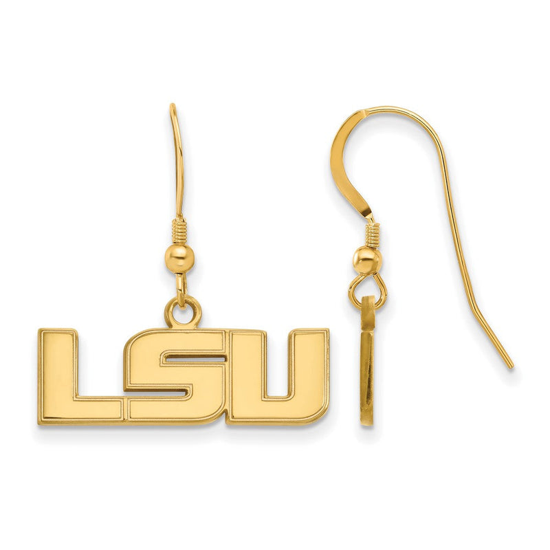 Vergoldet Sterlingsilber Logoart Louisiana State University L S U Klein Hängend Draht Ohrringe