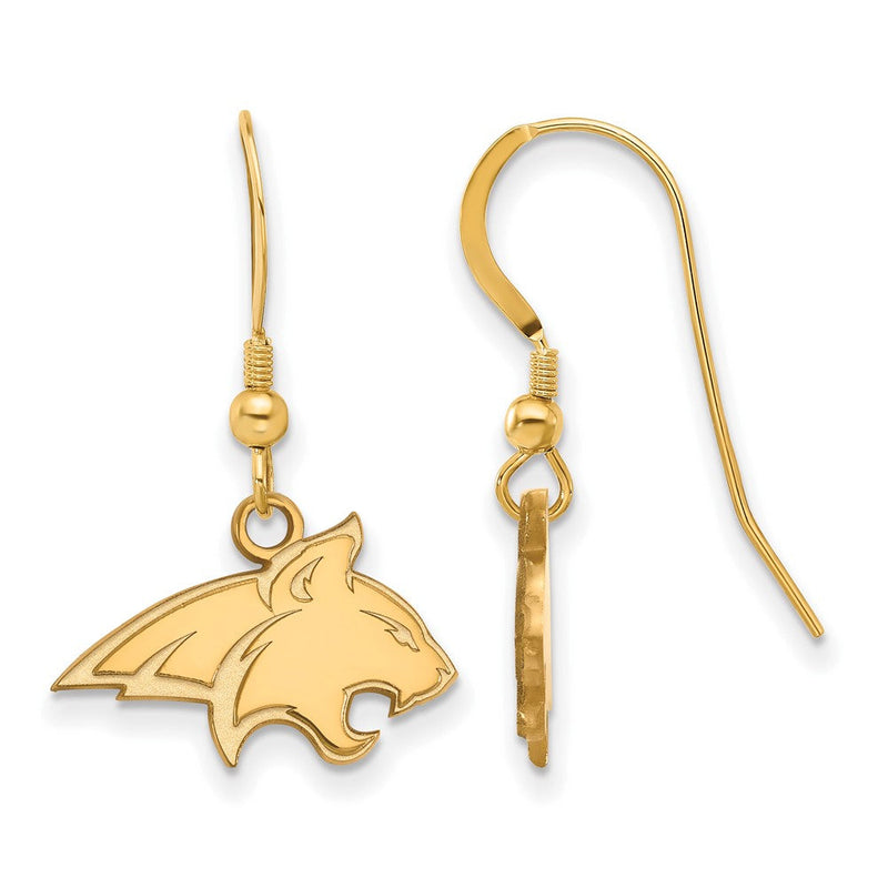 Vergoldet Sterlingsilber Logoart Montana State University Bobcat Klein Hängend Draht Ohrringe