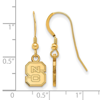 Vergoldet Sterlingsilber Logoart North Carolina State University N C S Extra Klein Hängend Draht Ohrringe