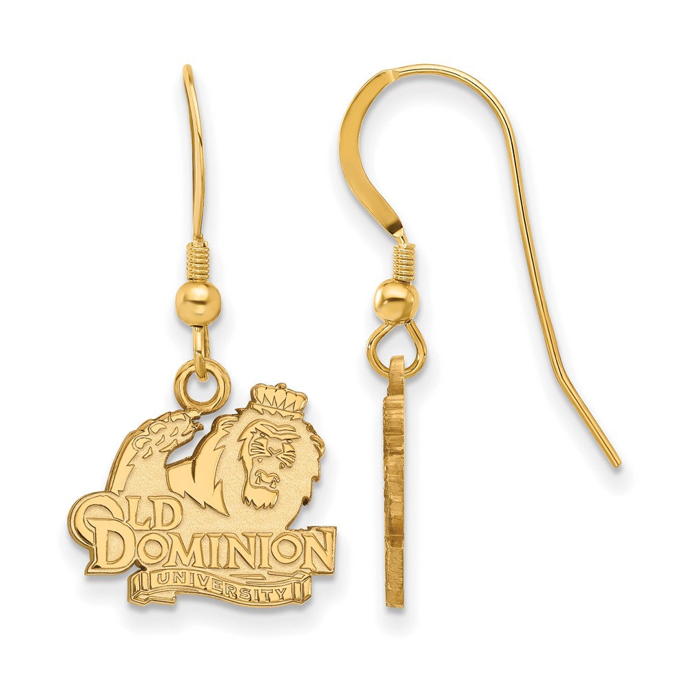 Vergoldet Sterlingsilber Logoart Old Dominion University Klein Hängend Draht Ohrringe
