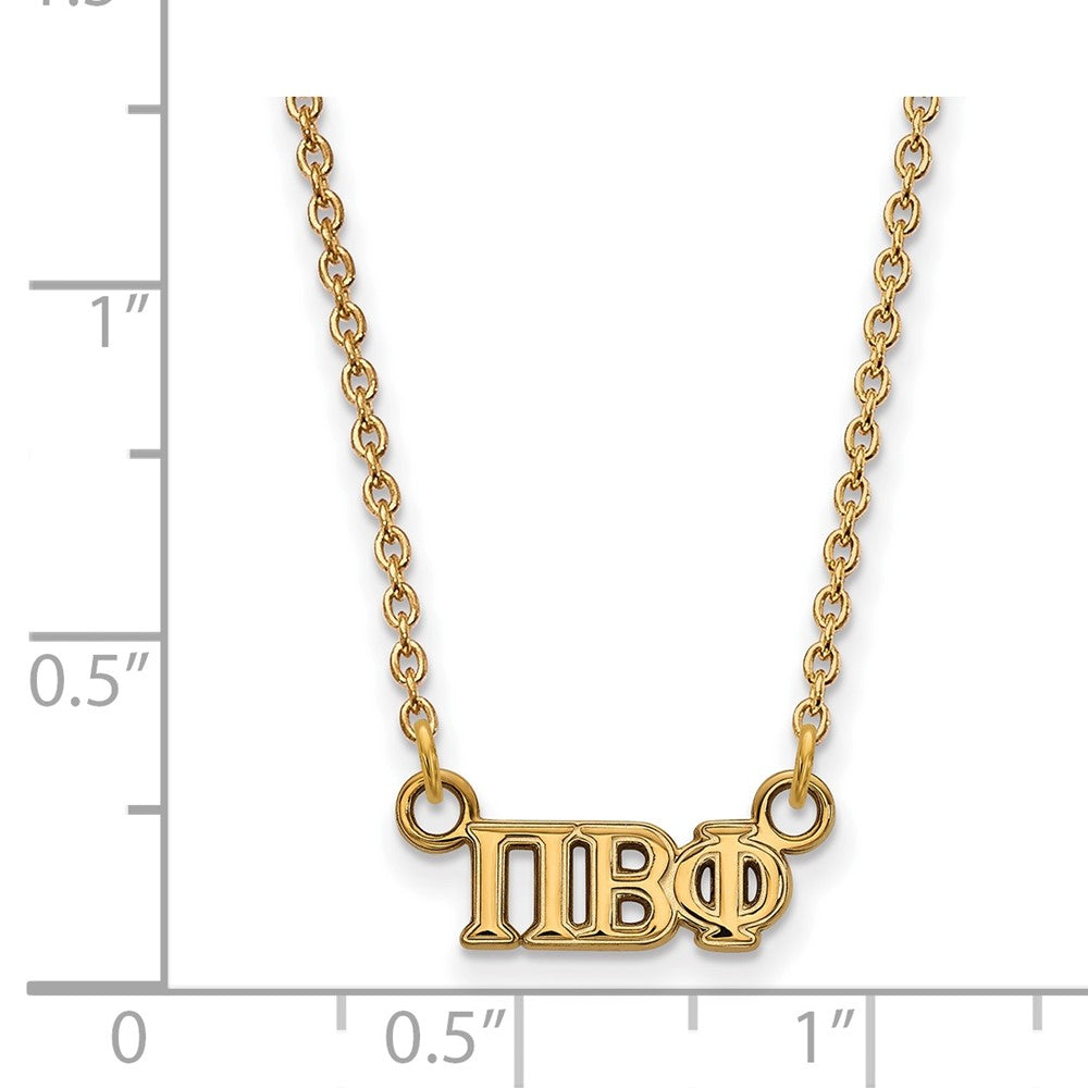 Vergoldet Sterlingsilber Logoart Pi Beta Phi Sorority Greek Buchstaben Extra Klein Anhänger 18 Zoll Halskette